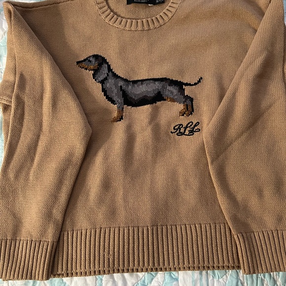Ralph Lauren Tan Sweater with Dachshund Design. Size XL - Picture 1 of 7